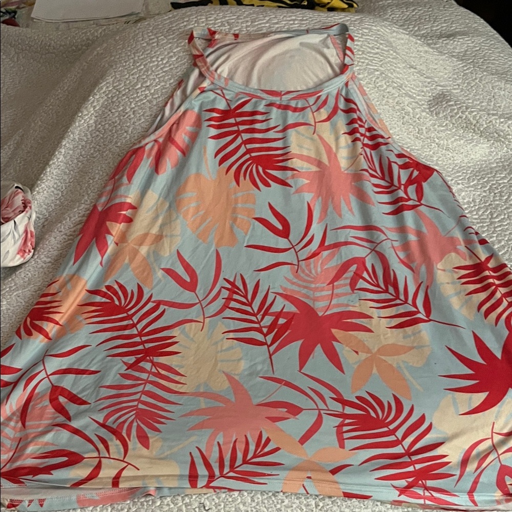 Plus size 3xl Tropical Leaf Print Tank Top